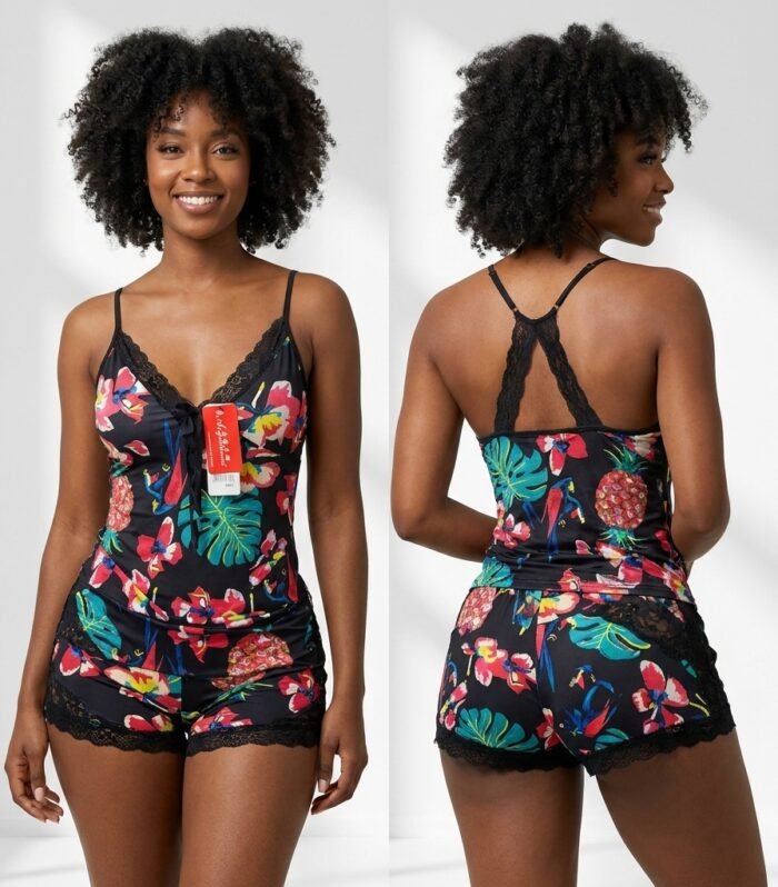 Floral Satin Romper Women's Sleepwear