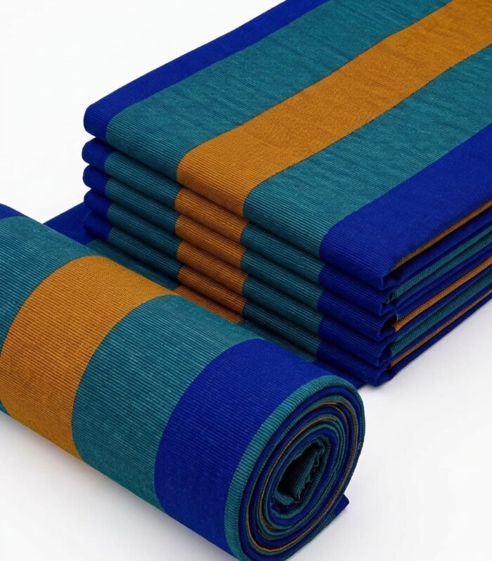 Ocean Blue & Gold Indigenous Wax Fabric