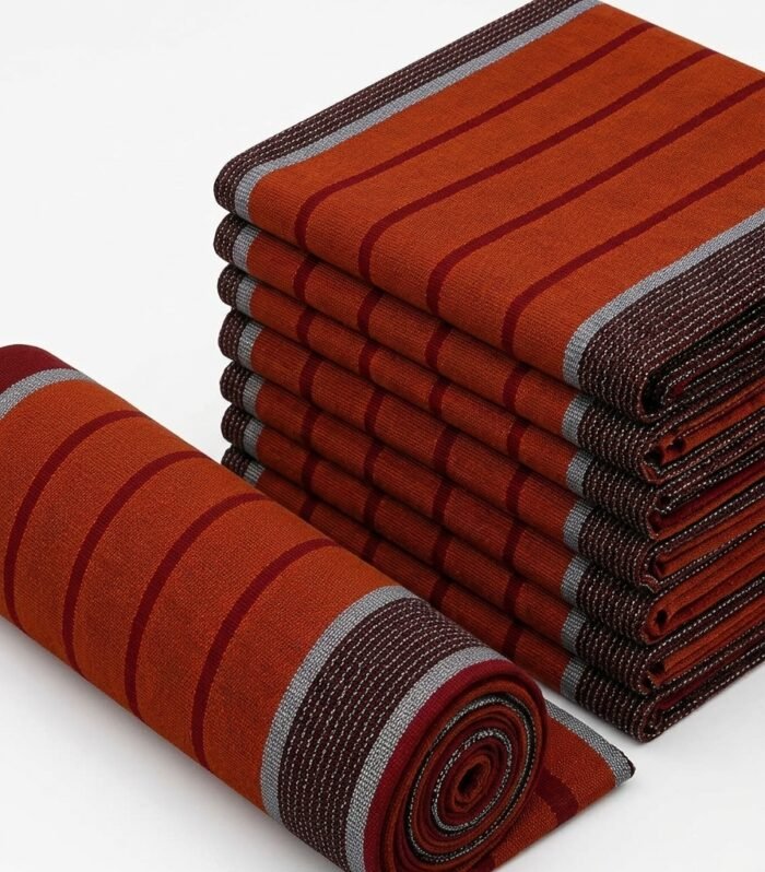 Rust & Silver Striped Indigenous Wax Fabric